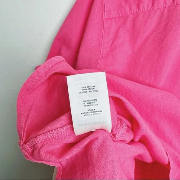 Aritzia Denim Forum Womens Size Xsmall Button Hot Pink  Roll Sleeve Jane Shirt - Picture 11 of 15